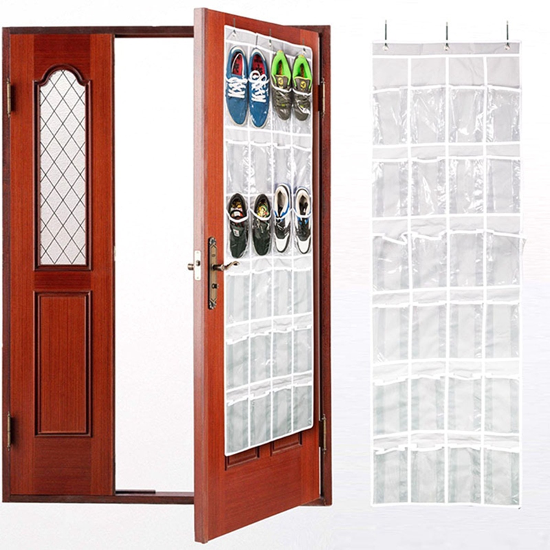 24 Pockets Over Door Hanging Shoe Rack Storage Hanger Space Saver Organiser Tidy Bags 24 Grid Door Rear Shoe Storage Hanging Bag Non Woven Transparent Shoe Bag Storage Bag Shopee Malaysia