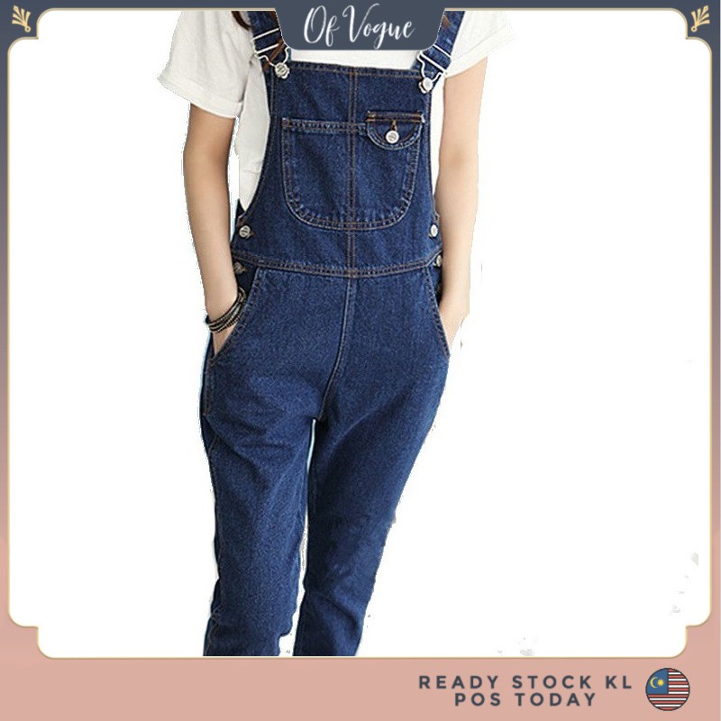 denim strap jumpsuit