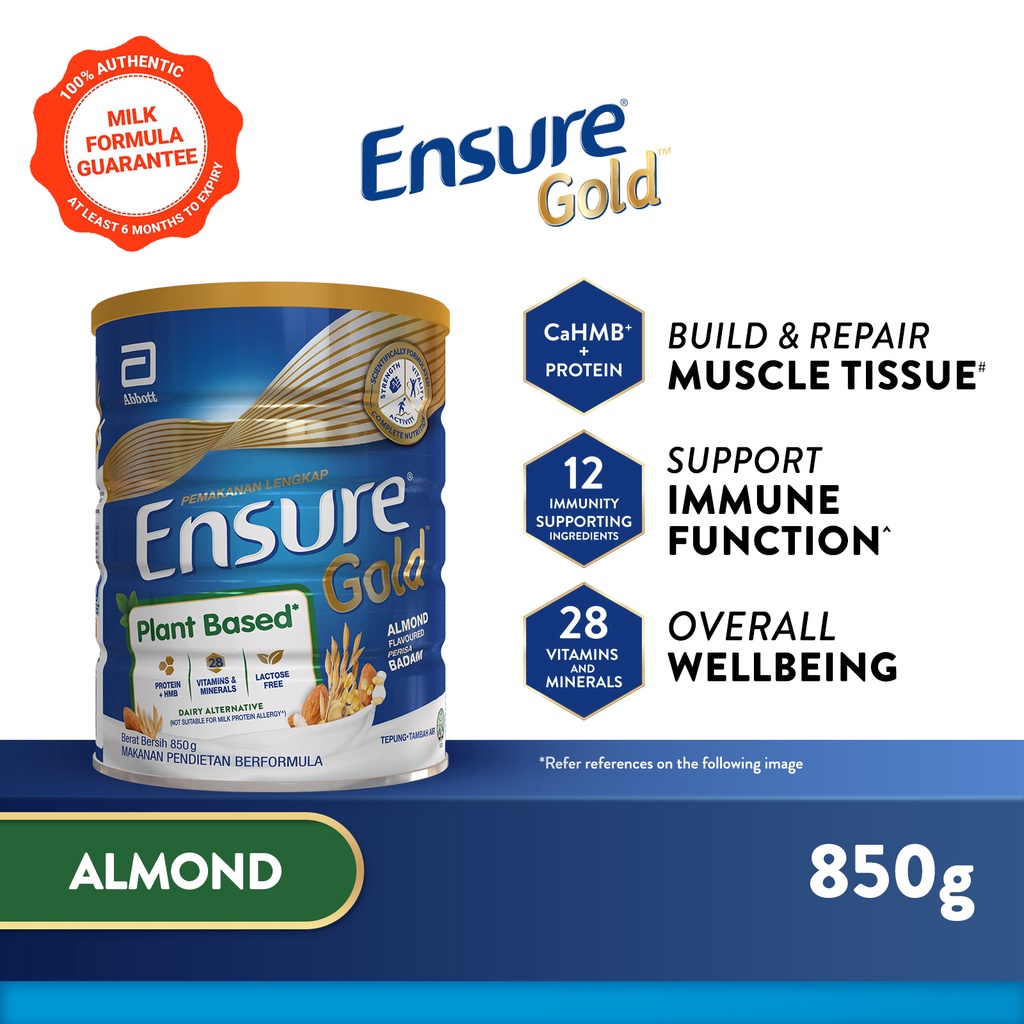 Ensure Gold Adult Complete Nutrition Plant Based Almond Tin (850g