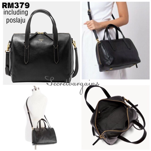 fossil sydney satchel black