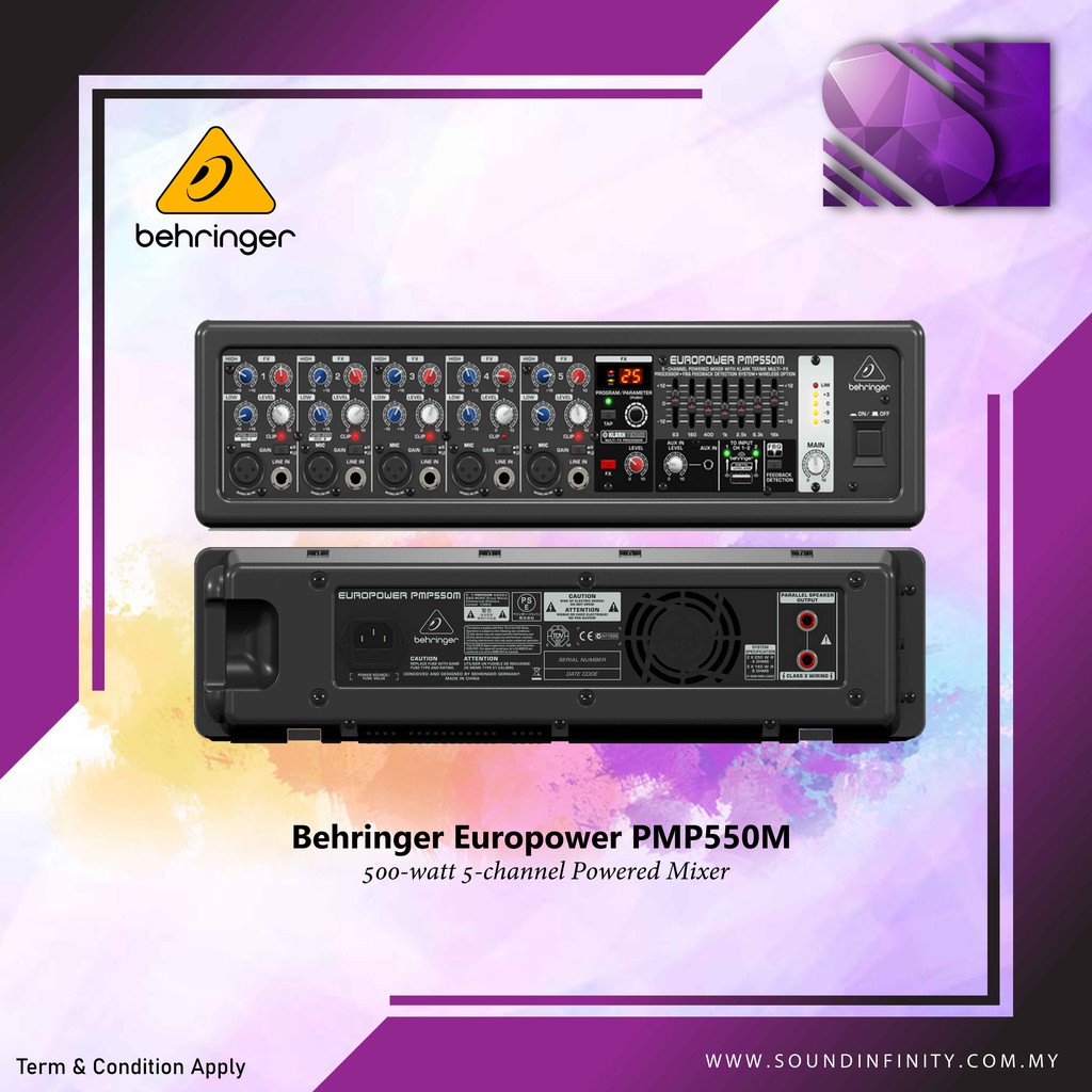 behringer europower pmp550m 5 channel 500w powered mixer