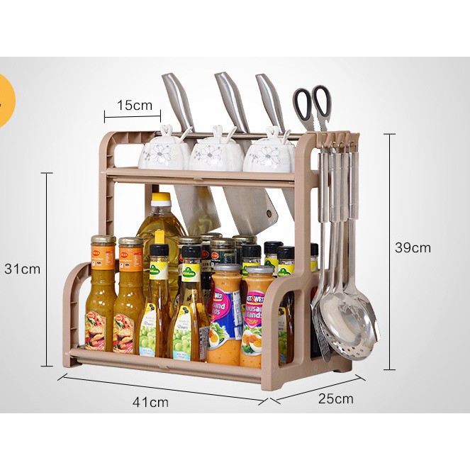 Kitchen Organizer Storage Rack 2 Tier Rak Dapur Serbaguna Ruang ...