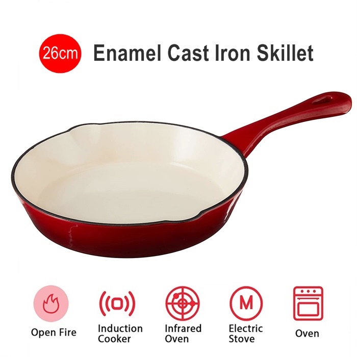 Enameled Cast Iron 26 CM Enameled Coated Solid Cast Iron Frying Pan