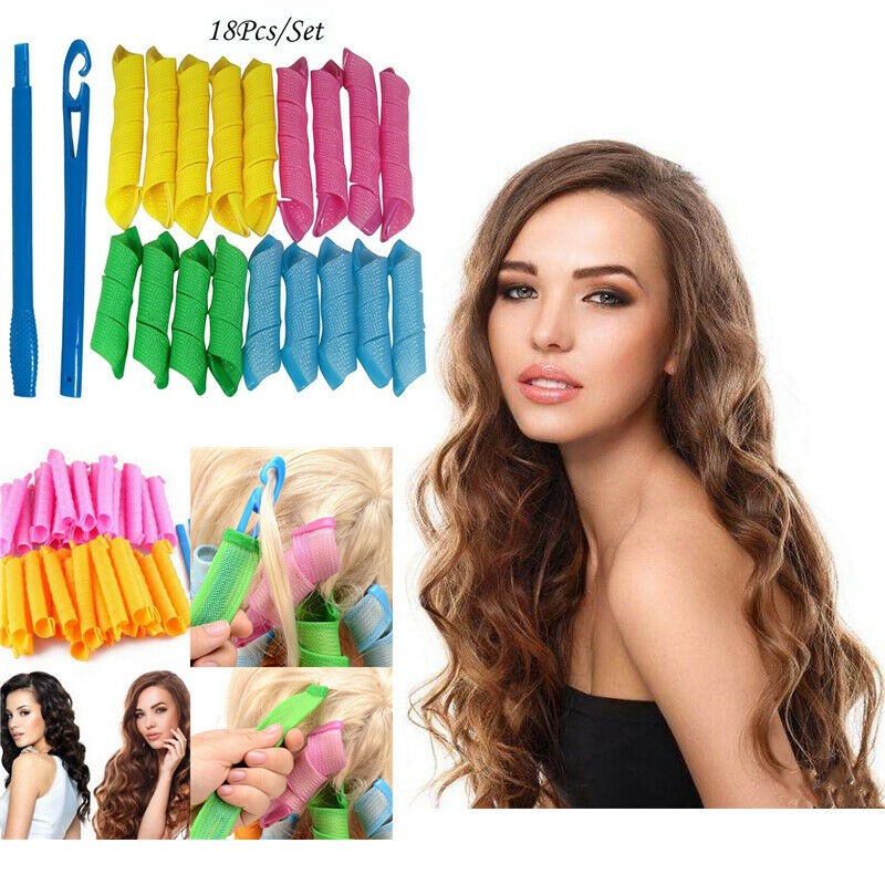 18pcs Set 25cm 15cm Magic Long Hair Curlers Curl Formers Leverage