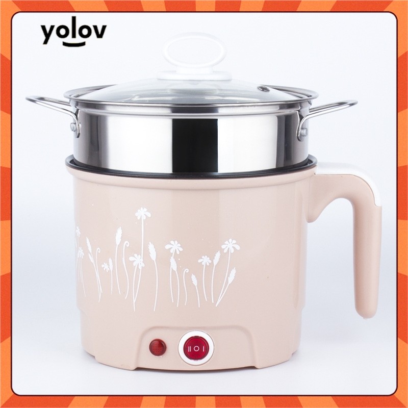 yolov multi-function electric heating pot, small power mini electric skillet, shabu-fried integrated dormitory pot, stud