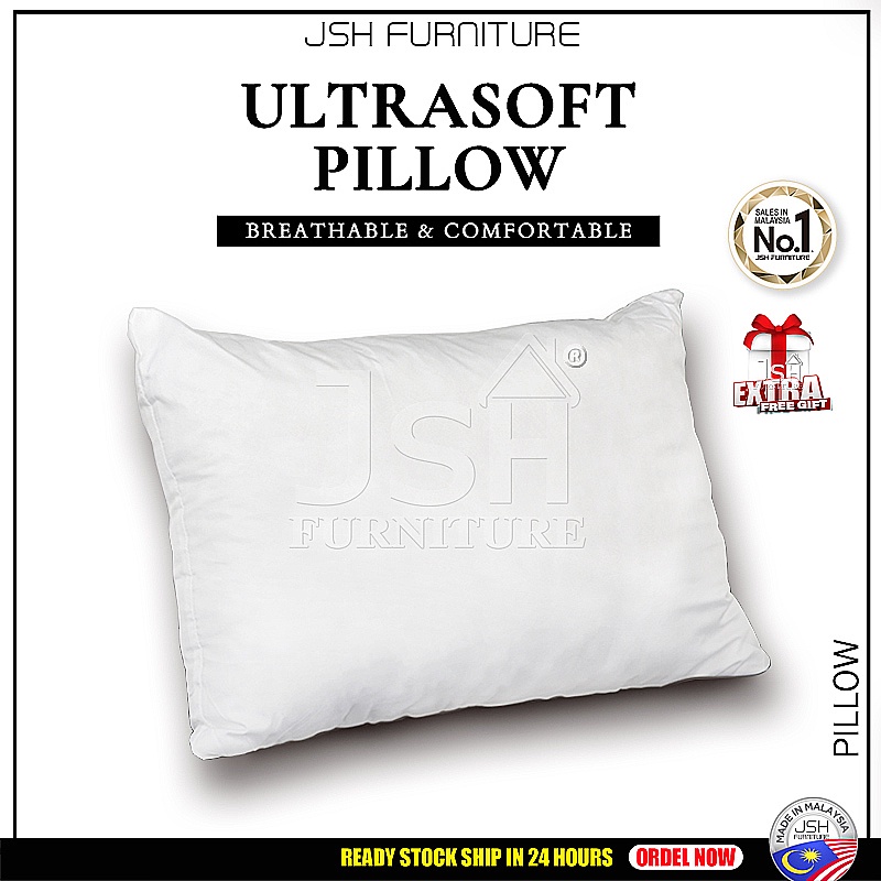 High Quality Ultrasoft Pillow by JSH PL1 - 100% Polyester Fiberfill / Bantal Putih / Hotel Pillow / White Pillow