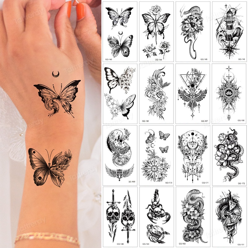 butterfly and rose tattoos designs