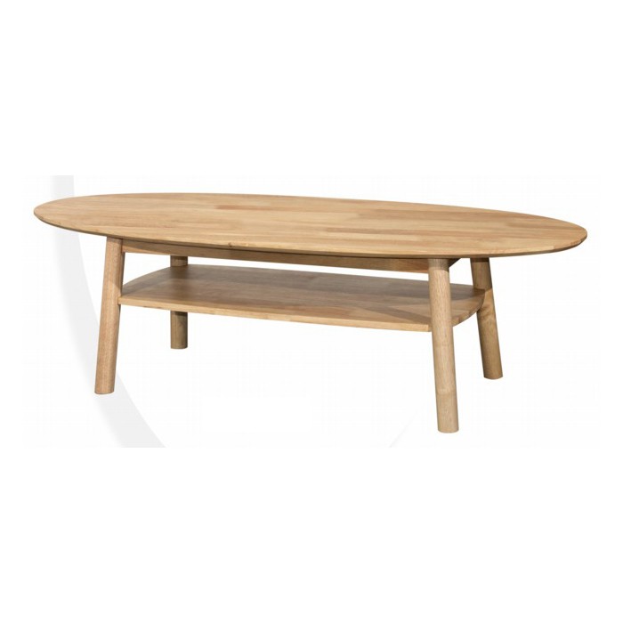 Olive Wooden Coffee Table With Shelf, Coffee Table Rounded Edges With Storage