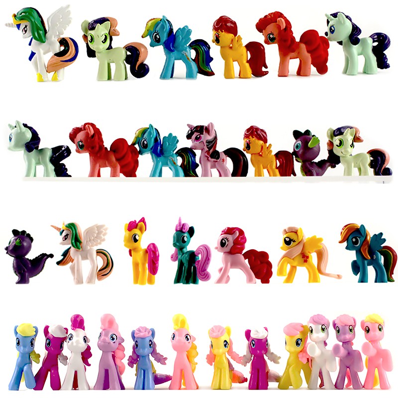 12 pcs/set 5-7cm Rainbow My little pony toys pvc lovely little ponis ...