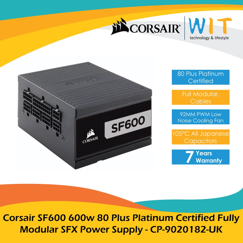 Corsair SF600 600w 80 Plus Platinum Certified Fully Modular SFX Power Supply - CP-9020182-UK