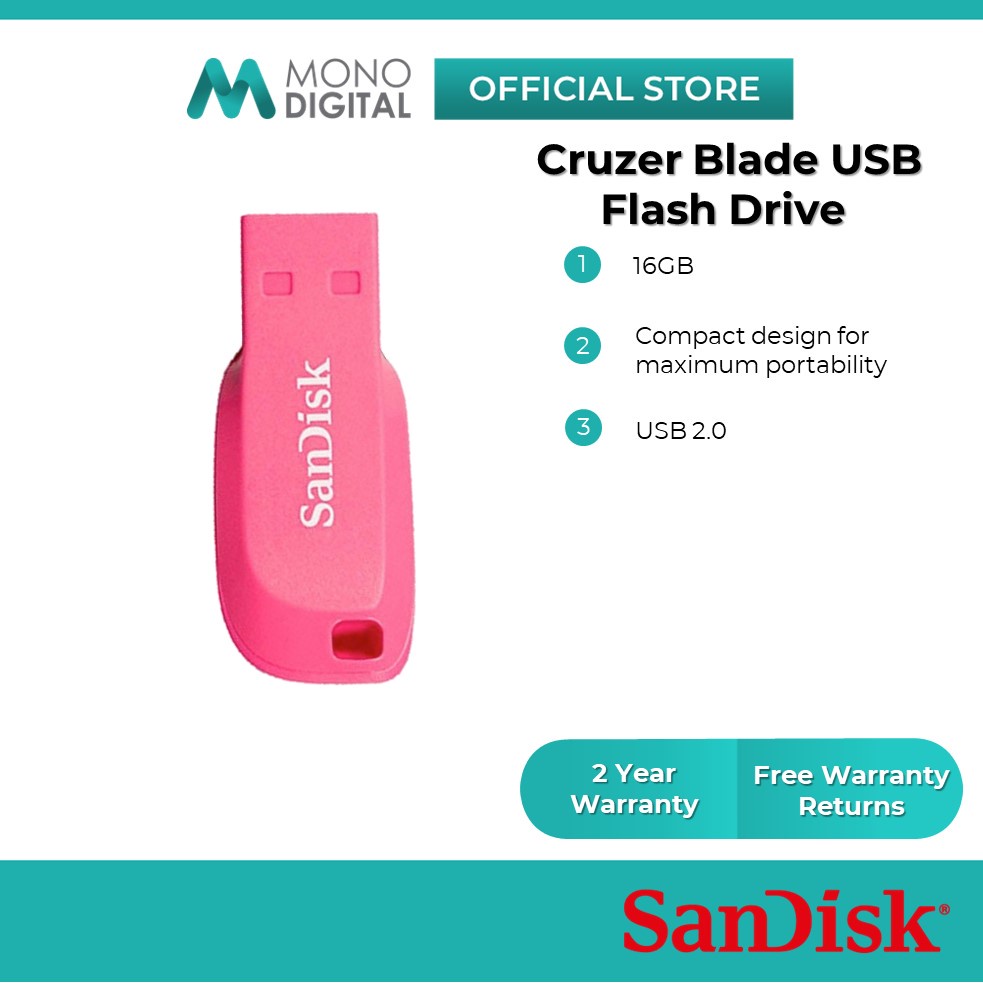 SanDisk Pendrive Blade USB 2.0 Flash Drive Pendrive/Thumbdrive SDCZ50 / SDCZ62 (128GB/64GB/32GB/16GB/8GB)