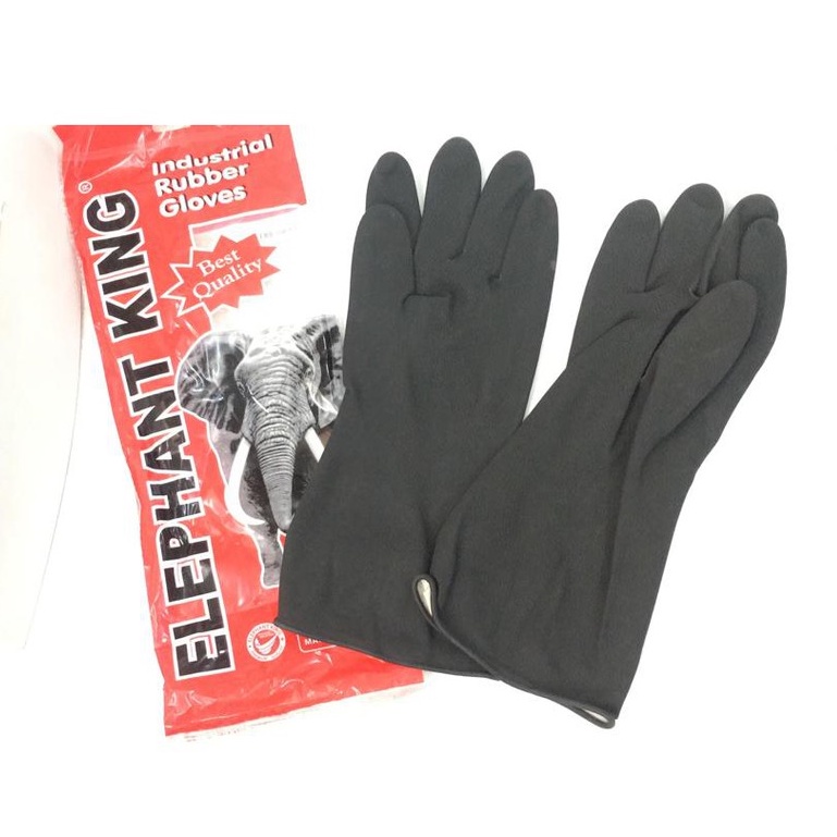 Chemical Resistant Rubber Glove 13" Gajah Black Industrial Rubber Hand Glove Getah Sarung Tangan