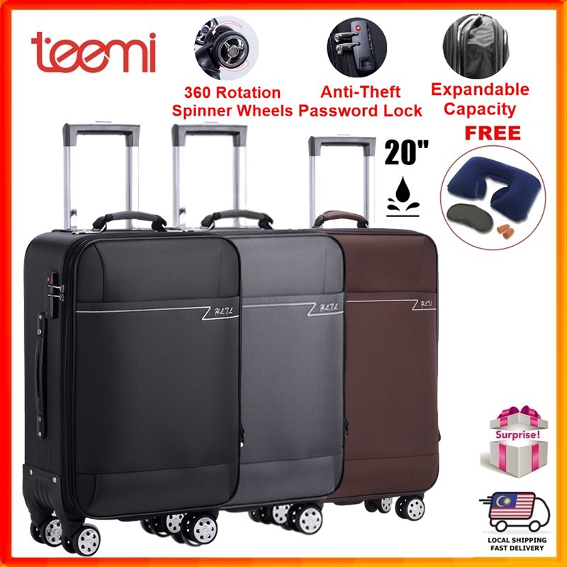 TEEMI Anti Theft 20 Inch Trolley Luggage 360 Multi Directional Wheels