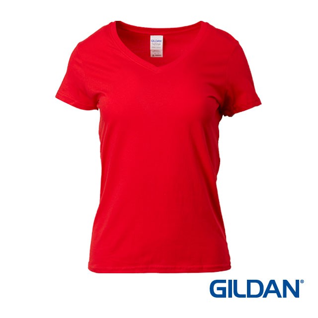 women's v neck red t shirt