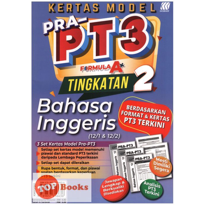 Topbooks Sasbadi Kertas Model Pra Pt3 Formula A Bahasa Inggeris Tingkatan 2 Shopee Malaysia