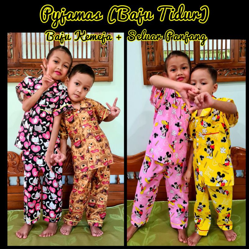 Buy Pyjamas Pajama Kanak Kanak Baju Tidur Anak Set Baju Tidur Kanak Baju Kemeja Dan Seluar Panjang Baju Budak Seetracker Malaysia