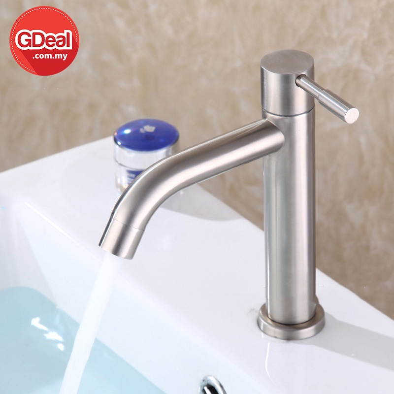 GDeal 304 Stainless Steel Curved Single Faucet Anti Fingerprint Kitchen Bathroom Water Tap 