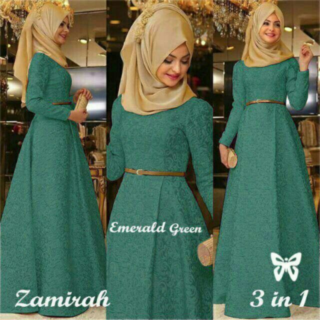 emerald green dress muslimah