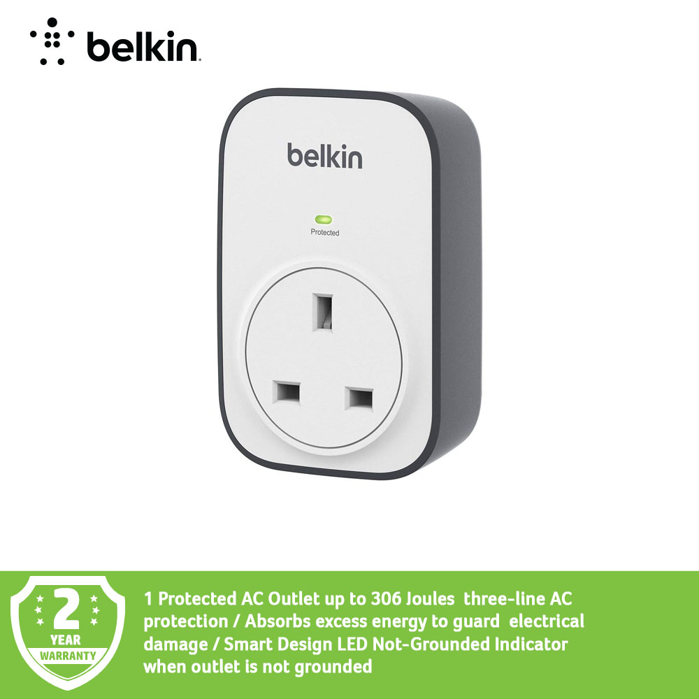 Belkin Surge Cube 1 Way / 1 Plug Surge Protection Plug, White ...