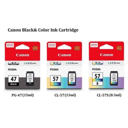 CANON PG 47 BLACK & CL 57 COLOR INK & CL57S SMALL COLOR