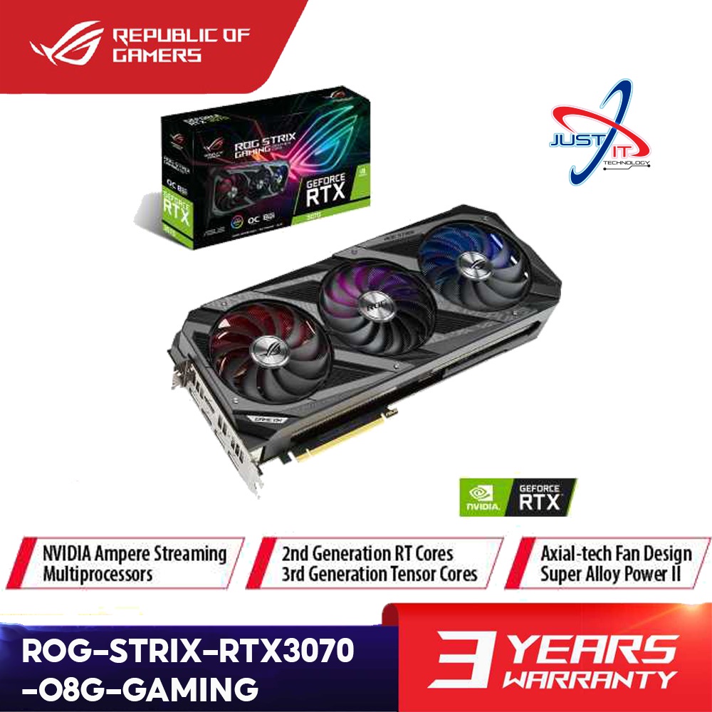 ASUS ROG STRIX RTX3070-O8G-V2-GAMING RTX3070 OC 8GB DDR6 VGA CARD (LHR ...