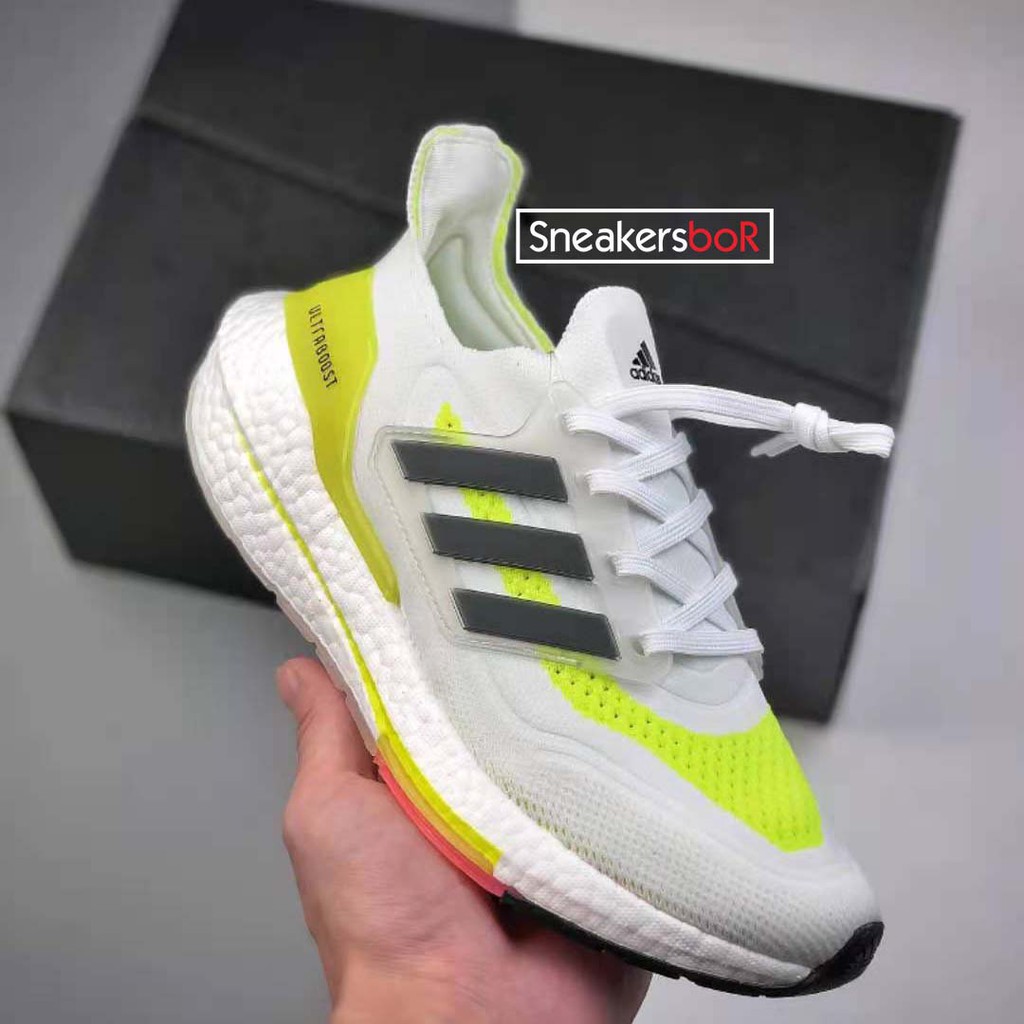 Adidas Shoes Ultra Boost 21 White Volt Shopee Malaysia