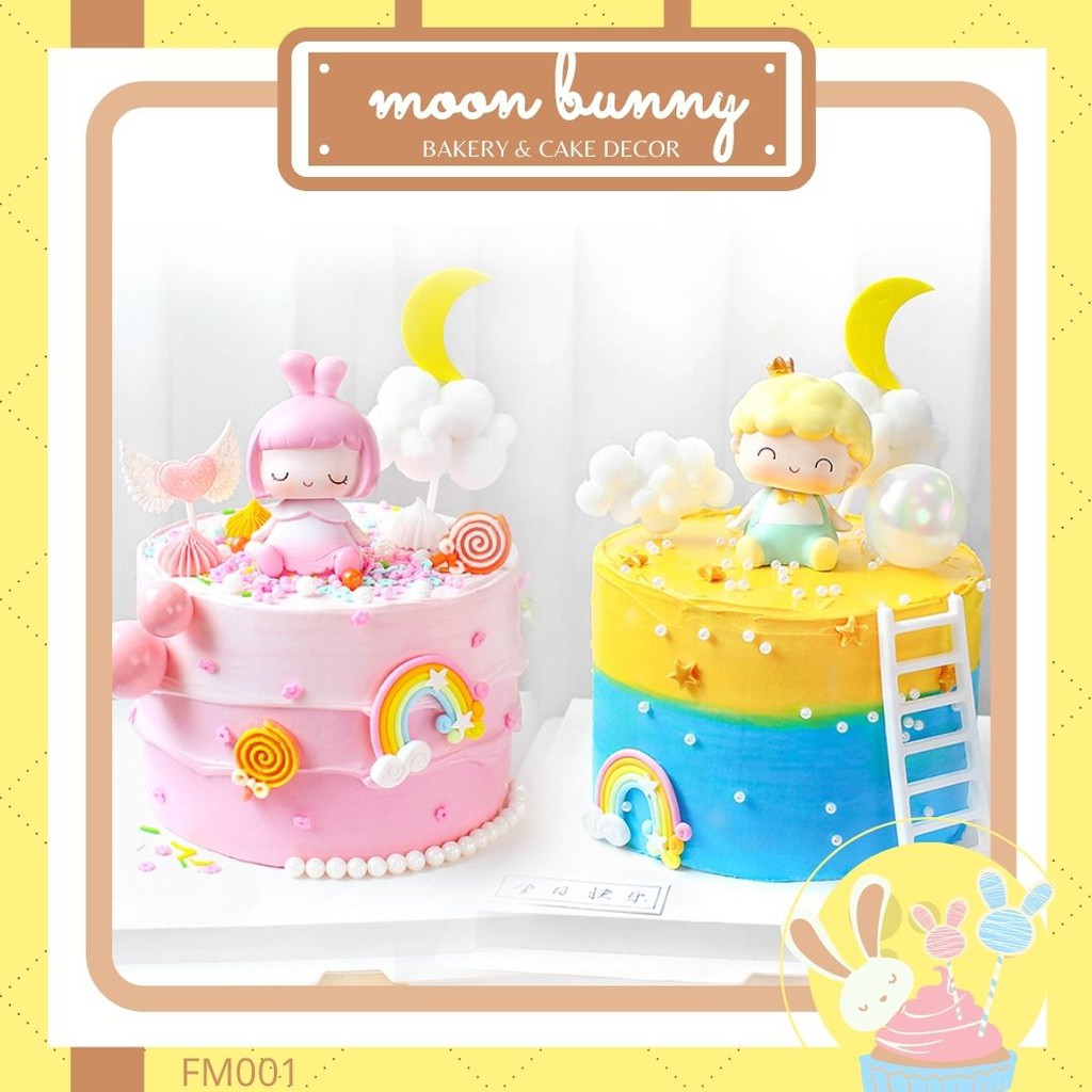 Cute Little Prince Princess Cake Decoration 100 Days Baby Birthday Cake Topper Toy Decor 小王子公主摇头公仔蛋糕装饰 百日周岁 一岁生日 Sl006