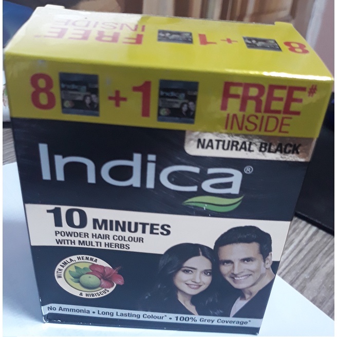 INDICA Herbal Hair Colour (Dye) - 10 Minutes With Amla, Henna & Hibiscus  NATURAL BLACK 45g Readystock | Shopee Malaysia