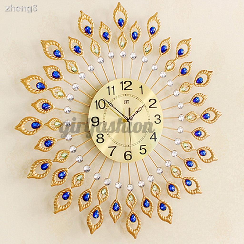 Newt6565cm Diamond Peacock Iron Art Wall Clock Living Room Wall Watch Home Decor Wedding Shopee Malaysia