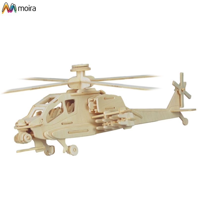 wooden apache helicopter model