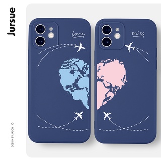 JURSUE Couple Aesthetic Cute Soft Silicone Shockproof Phone Case Cover Casing iPhone 11 12 13 Pro Max SE 2020 X XR XS 8 7 ip 6S 6 Plus XY9058B