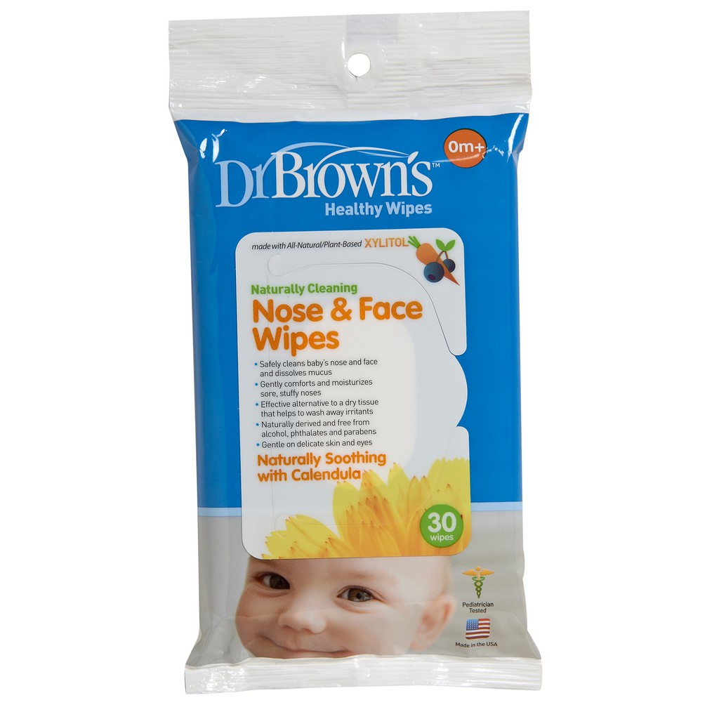 Dr Brown's Healthy Wipes Naturally Cleaning Nose & Face - 30 Sheets