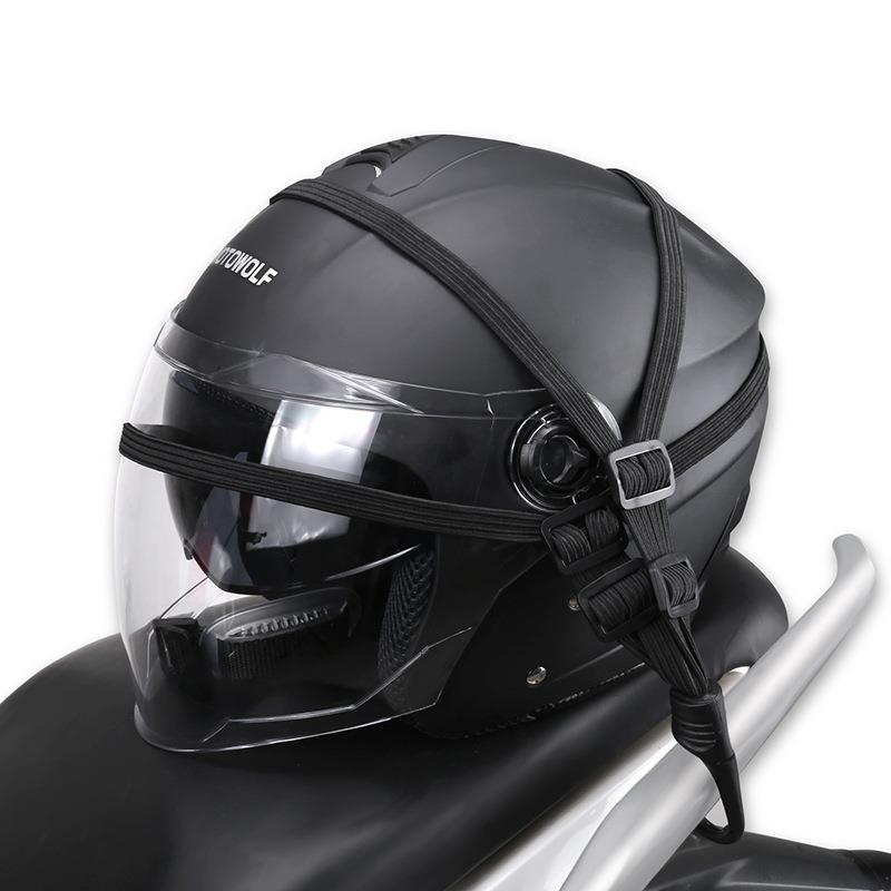 Color:Black Baynne Motorcycle Helmet Universal Strength Retractable Elastic Rope with Two Hooks 