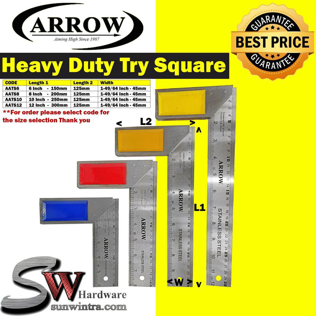 Arrow Heavy Duty Try Square #AATS(Different Size Available) / Sesikul L / L Ruler  / 高品质角铁尺