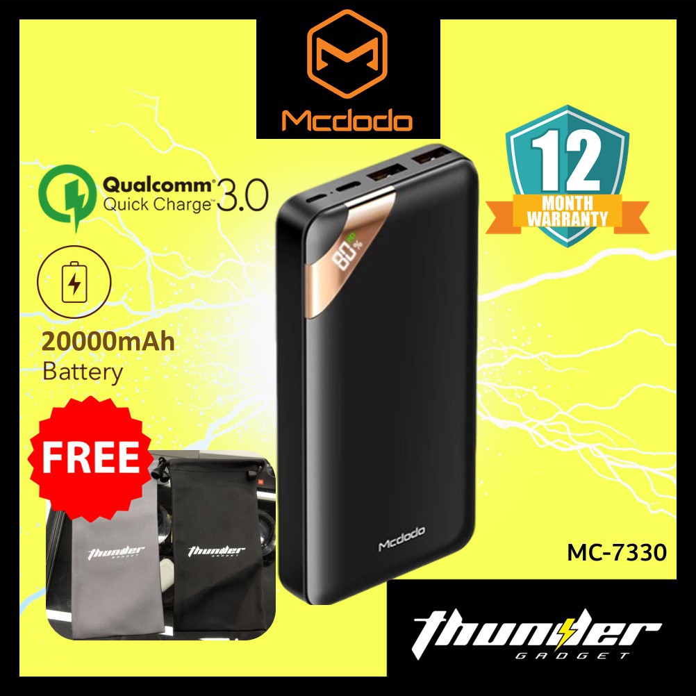 Mcdodo Power Bank 20000mah Fast Charge Mc7330 18w Pd Digital Display Pd 3 0 Qc 3 0 2 Way Fast Charging Shopee Malaysia