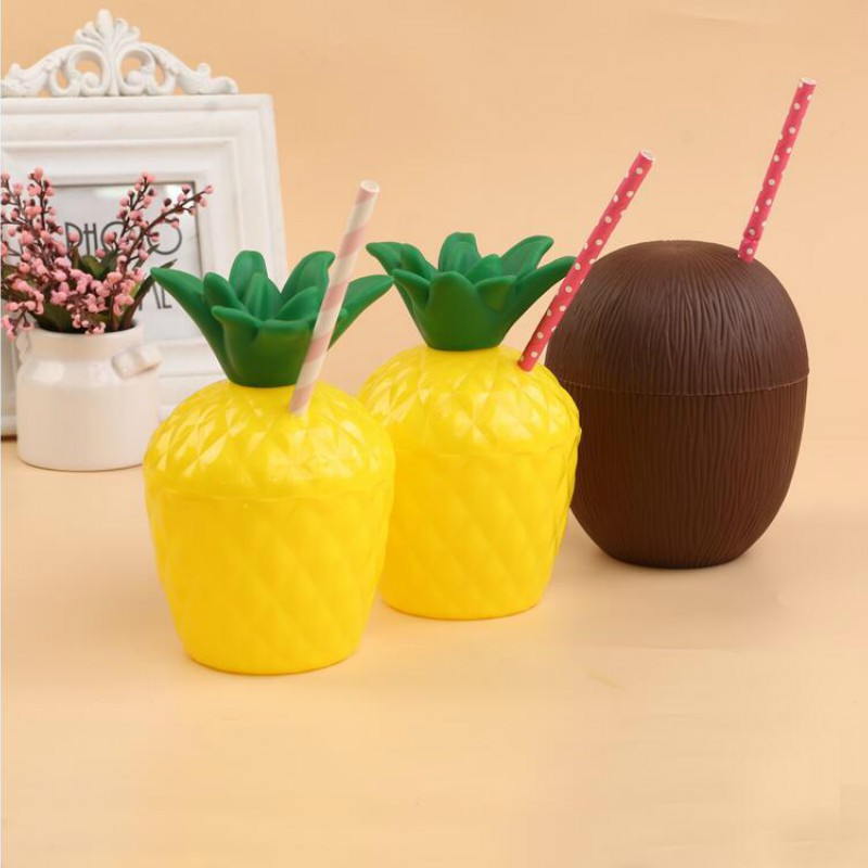 Coconut Plastic Cups Pineapple Bottles Party Decoration Pool