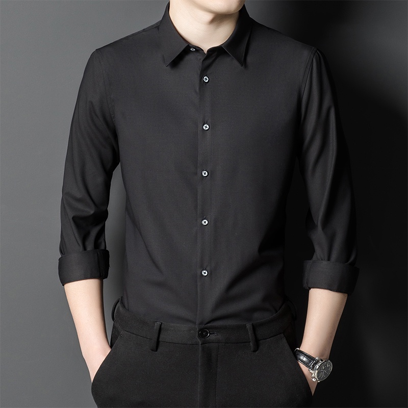 Non Iron Bamboo Business Office Work Men Fomal Shirt Long Sleeve Soft ...