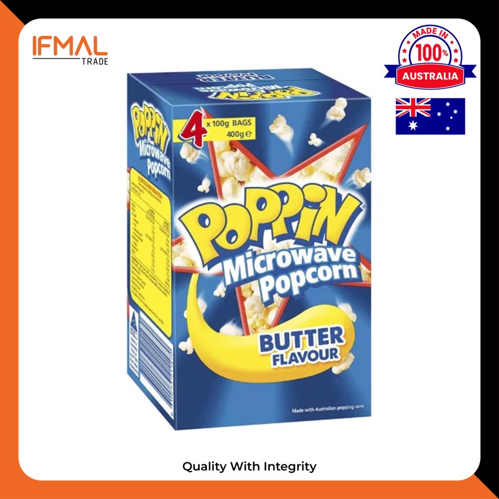 Poppin Microwave Popcorn Butter Flavour 4 Pack x 100g Shopee Malaysia