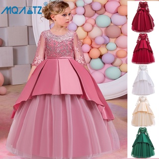 MQATZ 2022 Long Sleeve Party Evening Dress Kids Girl Children Pageant Prom Princess Dress Girls Dress 4-14 Years