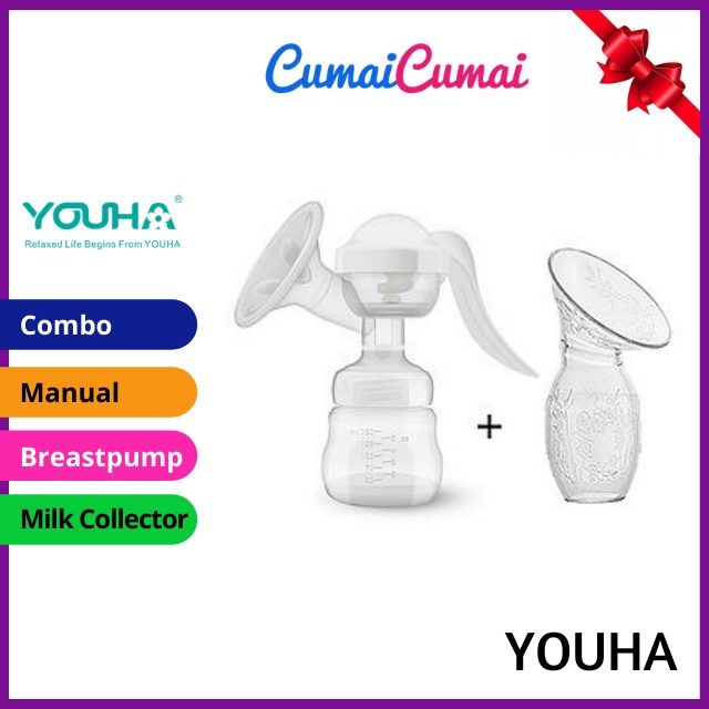 Youha Combo Set Manual Breast Pump With Peony Milk Collector 24mm