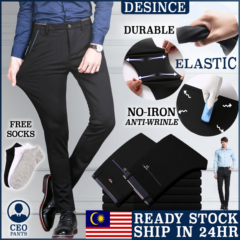 🇲🇾 READY STOCK🤵CEO Formal Pants Elastic Smart Men Business Trousers ...