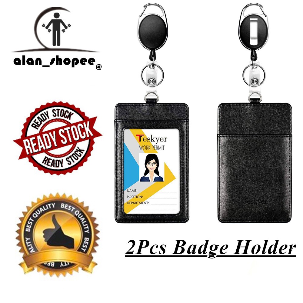 2 Pack Duty Retractable Badge Holders with Carabiner Reel Clips ...