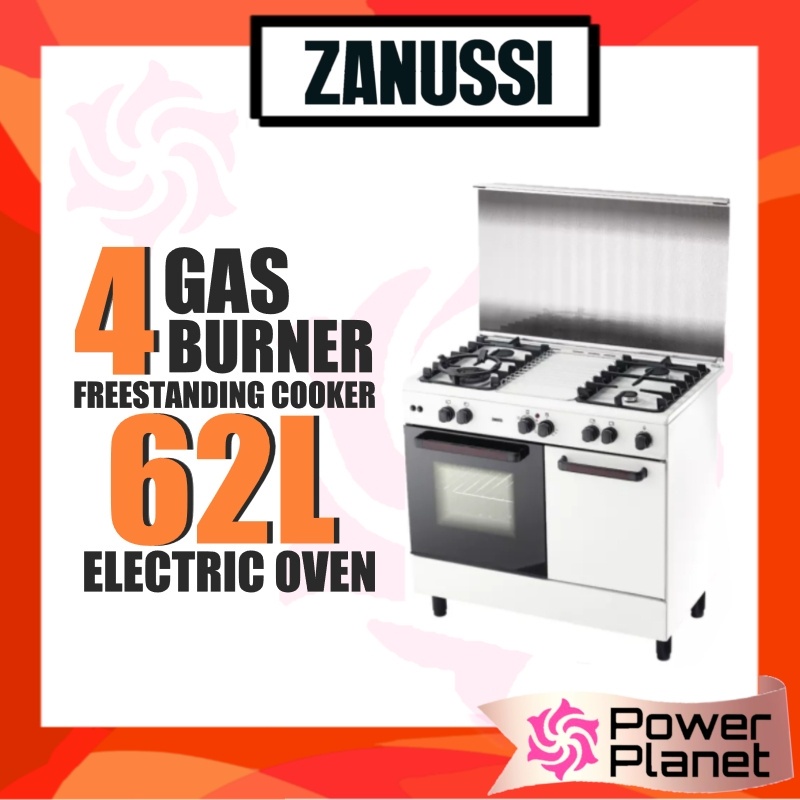 Zanussi 62L 4 Gas Burner with Electric Oven Cooker Freestanding Cooker ZCG942W (White)