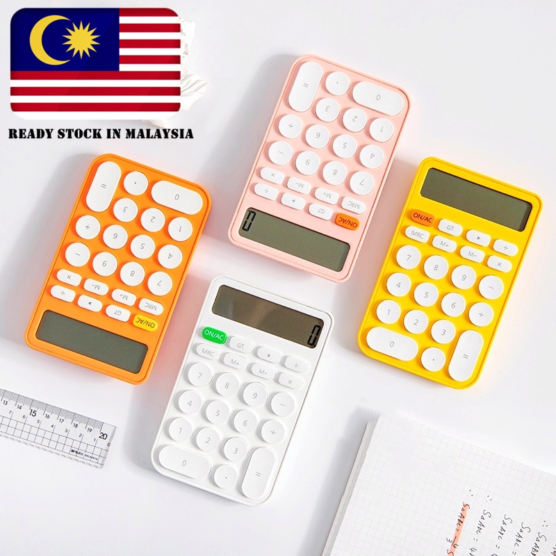 *JUN SPECIAL DEALS* INS Minimalist Retro Candy Colour 12-Digit Electronic Calculator Portable School Office Use