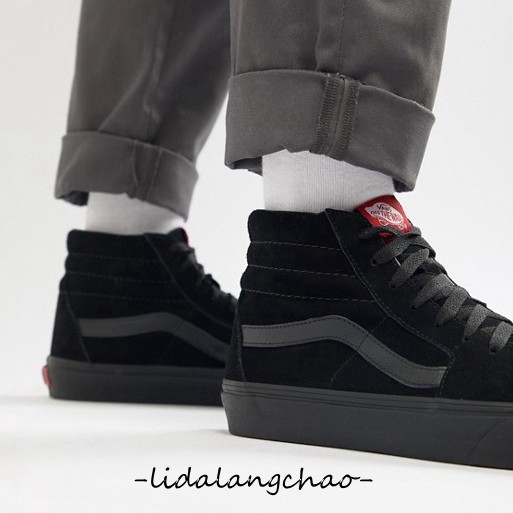 vans sk8 hi black and red