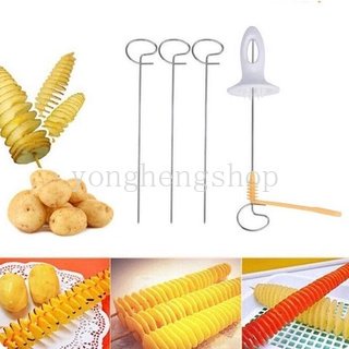 Stainless Steel Potato Spiral Cutter Manual Slicer Chips French Fries Twister Kitchen Practical Tool