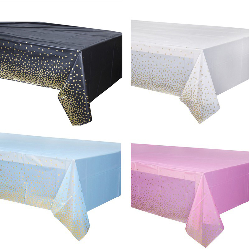 Disposable Gold Dot Gilded Tablecloth Rose Gold Plastic Table Cloth
