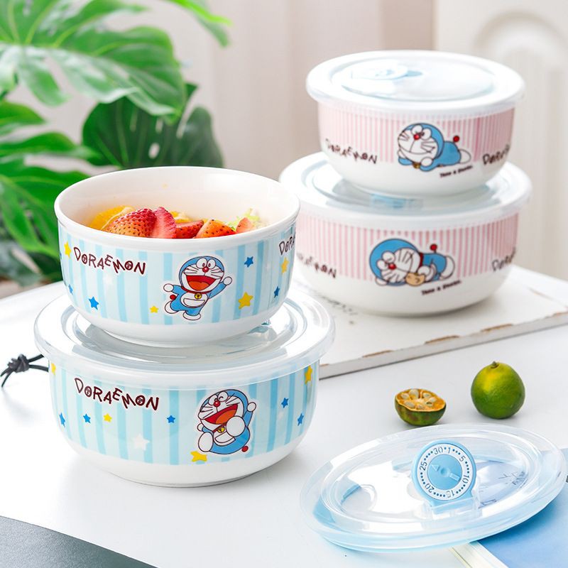 DORAEMON KINGBIRD Ceramic freshkeeping bowl 正品哆啦A梦小叮当陶瓷保鲜碗 Shopee
