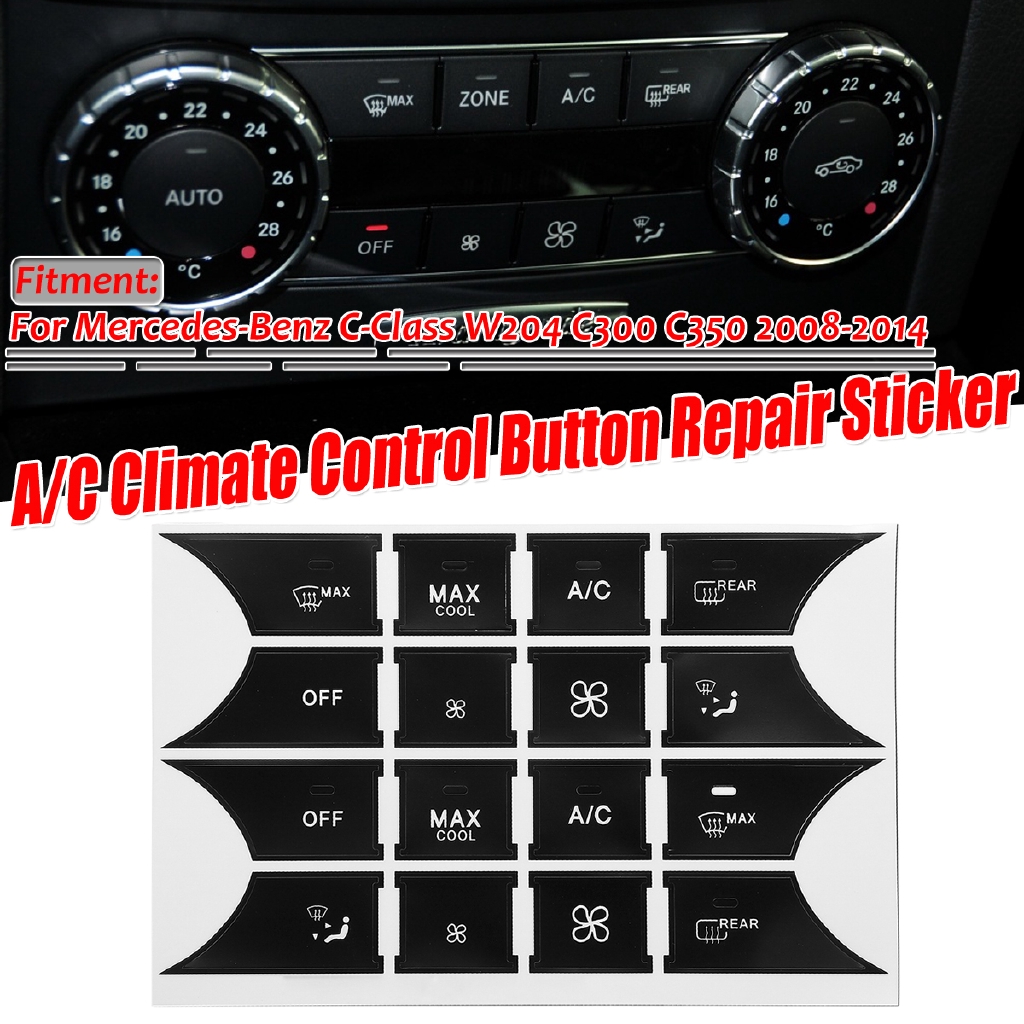A/C Climate Control Button Repair Decals For Chrysler 200 & 300 (2014-2017) - Matte Black