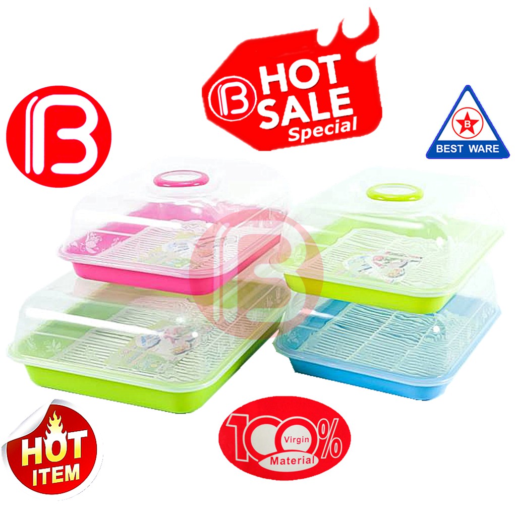 (B Boss) BestWare Multipurpose Bread Box & Dish Tray With Cover / Bekas ...